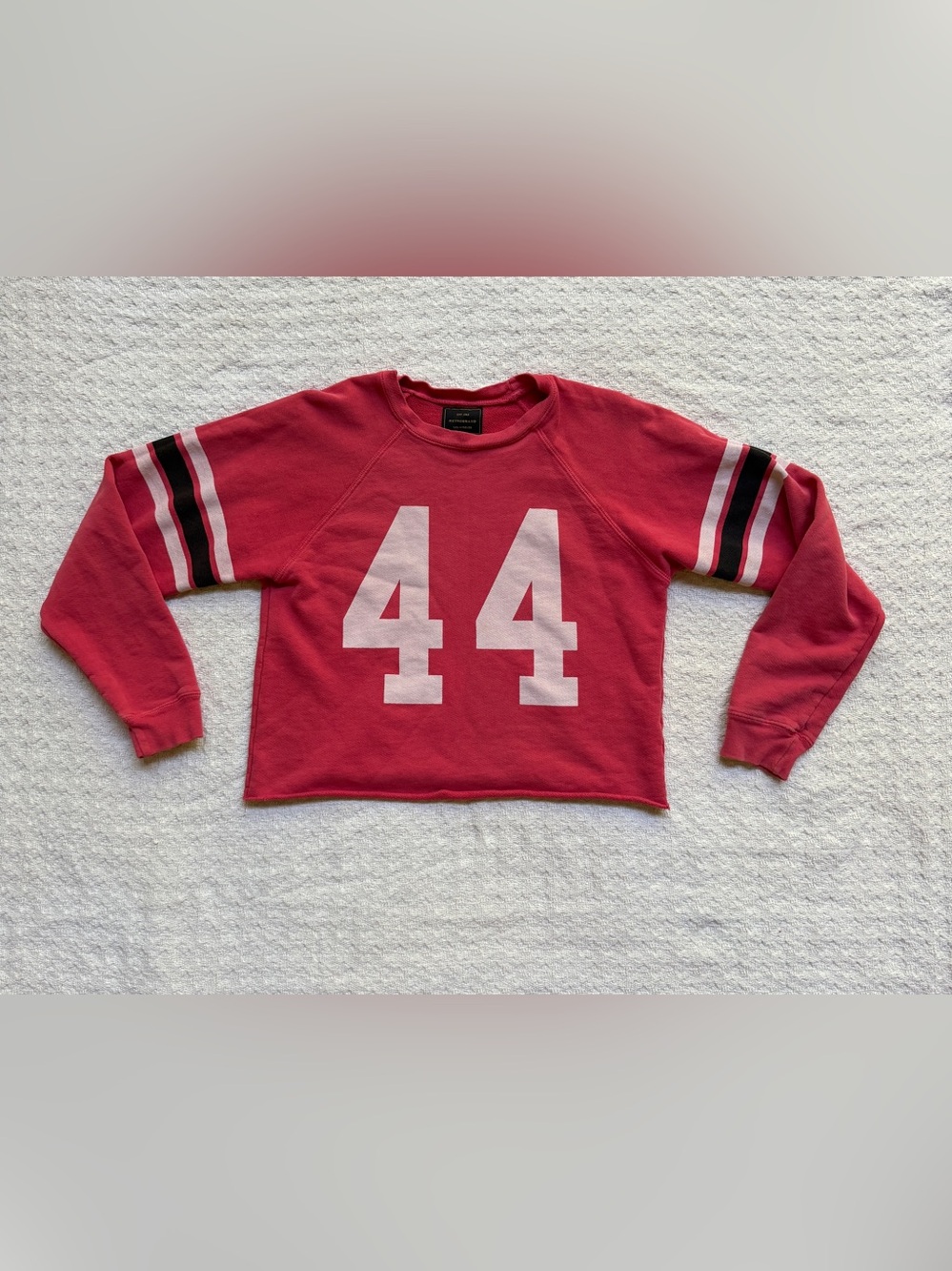 Original Retro Brand Red Cropped Sweatshirt with White 44 Graphic